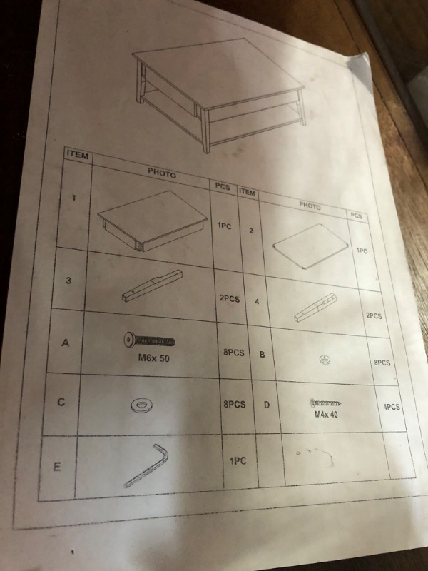 Photo 4 of ***NONREFUNDABLE - NOT FUNCTIONAL - FOR PARTS ONLY - SEE COMMENTS***
Uolfin Lift Top Coffee Table for Living Room, MDF Veneer Oak, 47.5" L × 23.5”W × 18.5”H