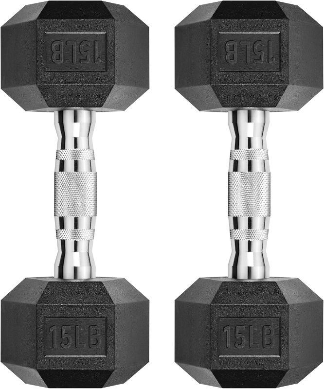 Photo 1 of (see images) Hex Dumbbell Rubber Encased Dumbbell Strength Training Hex Dumbbell 15 LBS