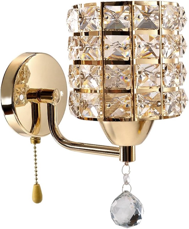 Photo 1 of Modern Decorative Crystal Wall Sconces, Wall Lamp Light with E26 Socket 5W Bulb for Living Room Bathroom Bedroom and Hallway, Gold