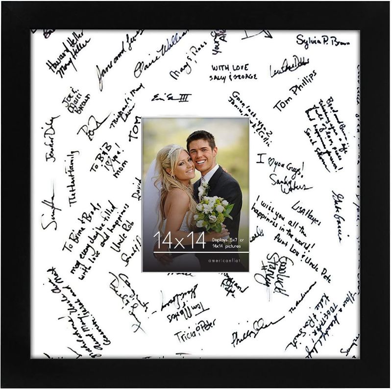 Photo 1 of (Bundle of 2) Americanflat 15x15 Inch Black Wedding Signature Picture Frame 14 x 14 Inch Glass Size