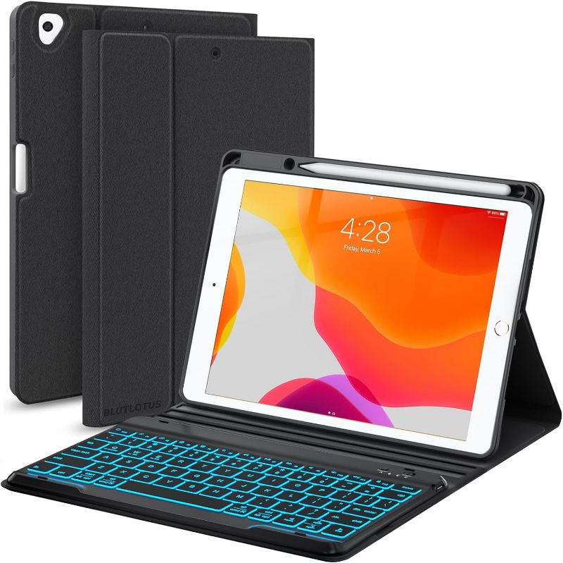 Photo 1 of (READ FULL POST) iPad 9th/8th/7th Generation Keyboard Case 10.2 inch,360° Rotatable iPad Pro 10.5-inch Air 3 Case 7 Color Backlit (Black) 