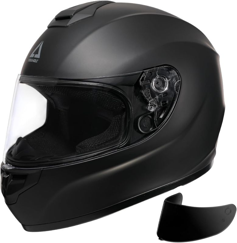 Photo 1 of (see all images) TRIANGLE Full Face Motorcycle Street Bike Helmet Lightweight DOT Approved (X-Large, Black)