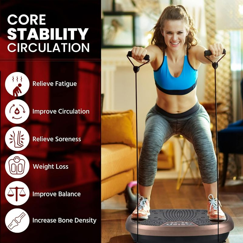 Photo 4 of (NON-REFUNDABLE) EILISON Vibration Plate Exercise Machine - Whole Body Workout Vibration Fitness Platform w/Loop Bands Bolt Brown