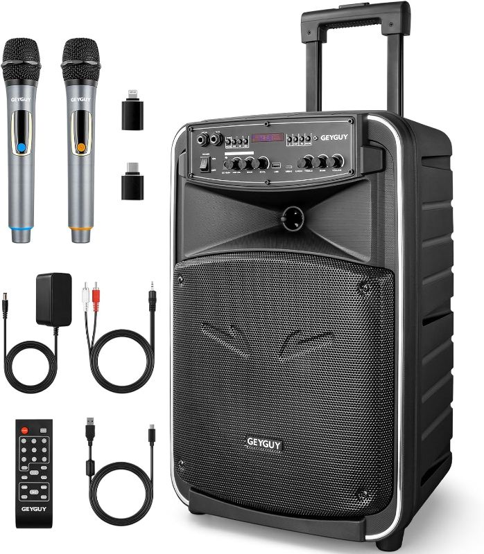 Photo 1 of GTSK12-2 Bluetooth DSP PA System with 12" subwoofer, PA Speaker with Wireless Microphones,Rechargeable Karaoke 