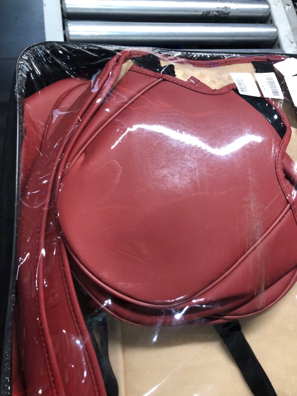 Photo 1 of HAITOUR Full Coverage Leather Car Seat Covers Full Set Universal Fit for Most Cars Sedans Trucks SUVs with Waterproof Leatherette in Automotive Seat Cover Accessories (Full Set, Wine Red) Wine Red FULL SET