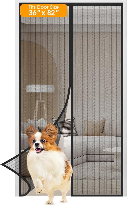 Photo 1 of 
MILLETER Magnetic Screen Door, Fits Door Size 36'' x 82'', Self Sealing, Heavy Duty, Hands Free Mesh Partition Keeps Bugs Out
