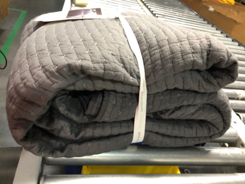 Photo 2 of 
Levtex Home - Cross Stitch Charcoal Quilt Set - 100% Cotton - King/Cal King Quilt (106x92in.) + 2 King Shams (36x20in.) - Reversible - Cotton Fabric