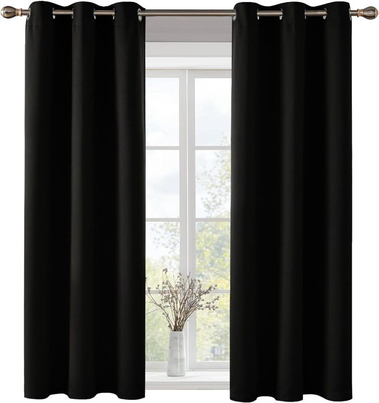 Photo 1 of 
Deconovo Solid Thermal Insulated Grommet Black Blackout Curtains/Drapes for Bedroom and Living Room (2 Panels Set, 42 inches Wide by 63 inches Long)