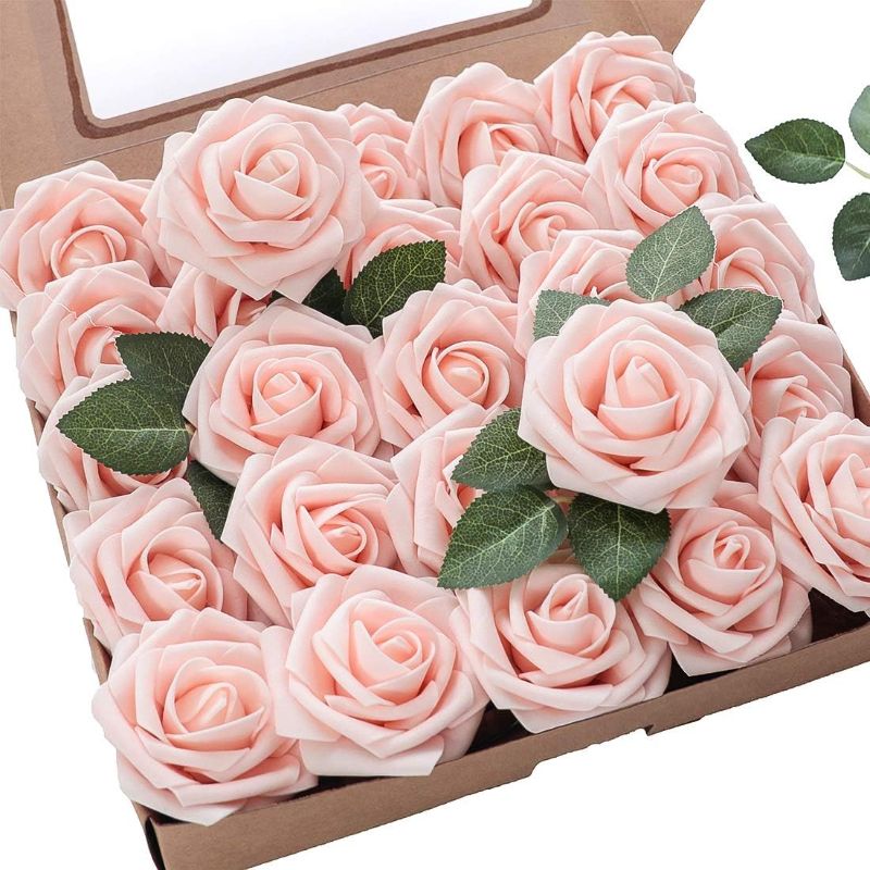 Photo 1 of 
Floroom Artificial Flowers 25pcs Real Looking Blush Foam Fake Roses with Stems for DIY Wedding Bouquets Bridal Shower Centerpieces Party Decorations