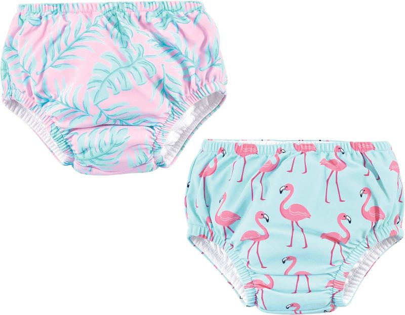 Photo 1 of BABY SWIMMING BRIEFS FLAMINGO AND PALM LEAF TURQUOISE AND PINK 12 MON
