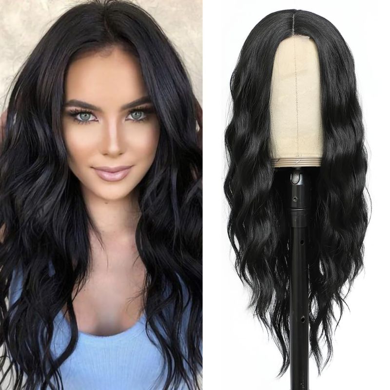 Photo 1 of 
WAVE&BREEZE Long Black Hair Wigs for Women 18inch Natural Black Middle Part Wig Synthetic Replacement Wigs Heat Resistant Fiber Party