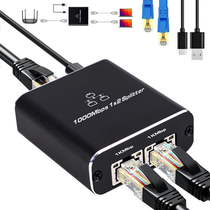 Photo 1 of 
LIEZHUA 1000Mbps Network Splitter with LAN Cable Cat 6 - RJ45 Ethernet Splitter 1 to 2 High Speed Gigabit LAN Internet Splitter for Cat