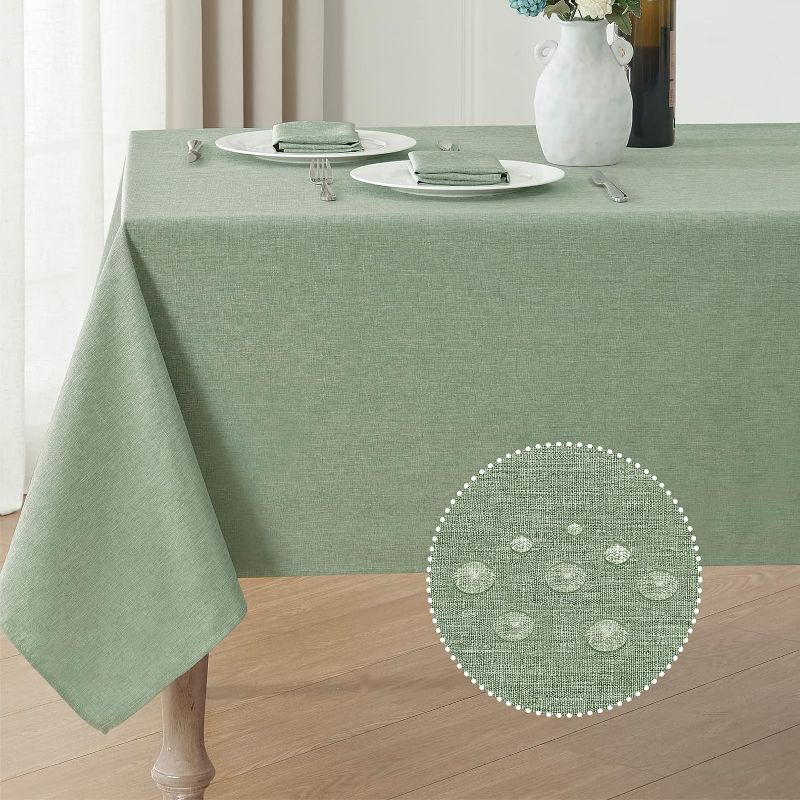 Photo 1 of 
Veblandy Rectangle Tablecloth Linen Textured Waterproof & Stain Resistant Table Cloth Wrinkle Free Decorative Fabric Farmhouse Table Cover 