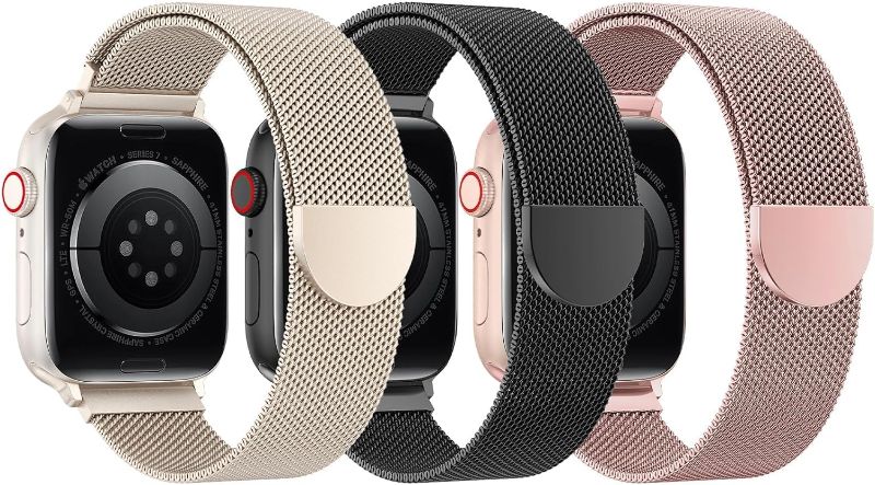 Photo 1 of 
BELONGME 3 Pack Mesh Loop Compatible with Apple Watch Band 38mm 40mm 41mm 42mm 44mm 45mm 49mm Series Ultra SE 9 8 7 6 5 4 3 2 1 Women Men,