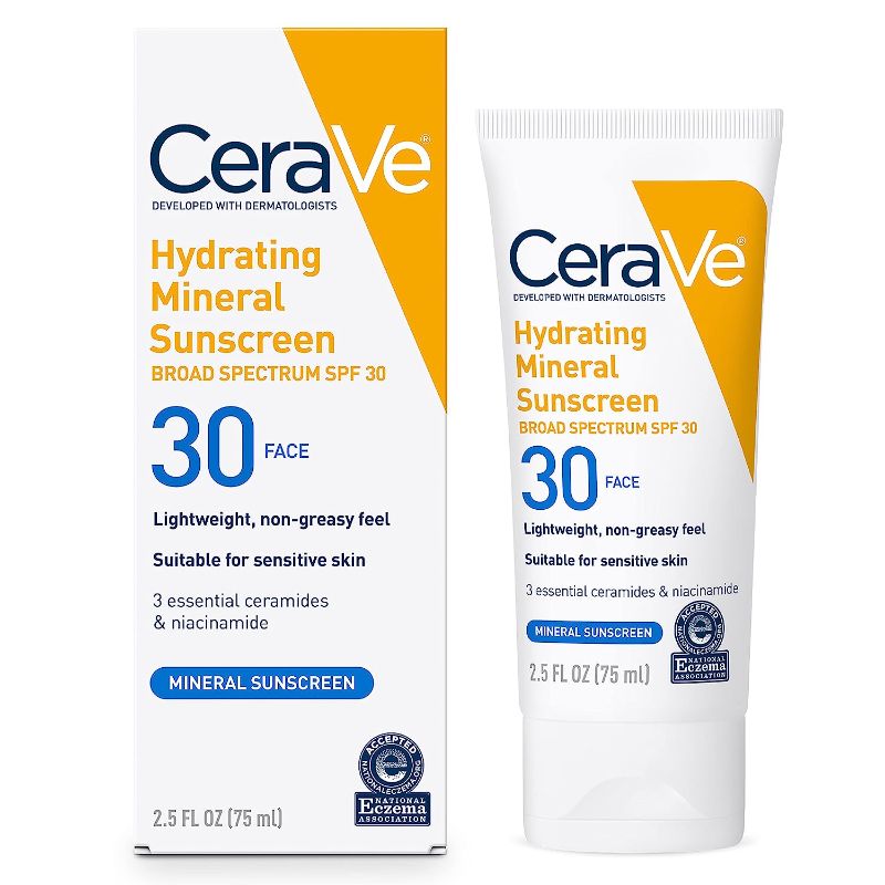 Photo 1 of 
CeraVe 100% Mineral Sunscreen SPF 30 | Face sunscreen With Zinc Oxide & Titanium Dioxide | Hyaluronic Acid + Niacinamide + Ceramides 