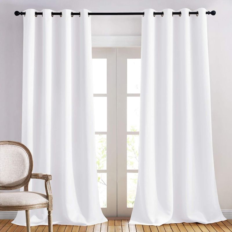 Photo 1 of **NON-REFUNDABLE, 10 PACK**
White Curtains for Sliding Door - 52 by 95, 2 Pieces, Blocking Out 50% Sunlight Window Treatment Modern Design 