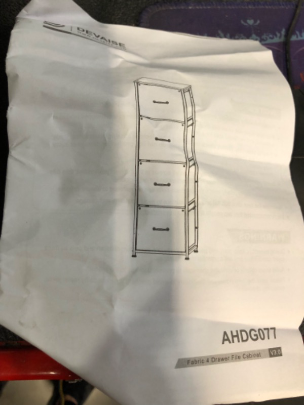 Photo 5 of (incomplete)(sold for parts) DEVAISE 4 Drawer File Cabinet, Fabric Storage Cabinet, Vertical Filing Cabinet 