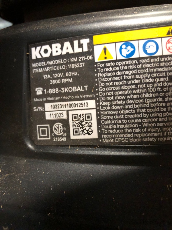 Photo 5 of Kobalt KM 211-06 13-Amp 21-in Corded Electric Lawn Mower