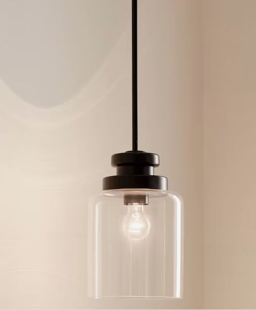 Photo 1 of (NON-REFUNDABLE) Kichler Annabeth Black Traditional Clear Glass Cone Mini Hanging Pendant Light