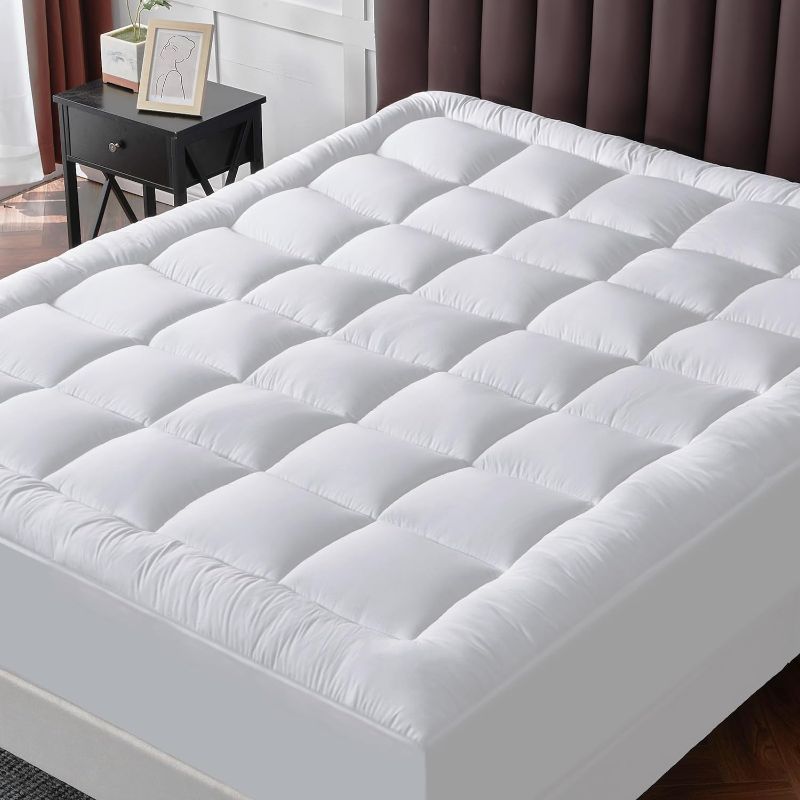 Photo 1 of 
Queen Mattress Topper for Back Pain Extra Thick Mattress Pad Cover with 8-21 Inch Deep Pocket Pillow Top Mattress Topper White Overfilled with Down Alternative