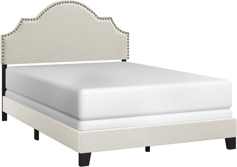 Photo 1 of 
Hillsdale Cynthia Modern Upholstered Full Bed with Nailhead Headboard, Cream