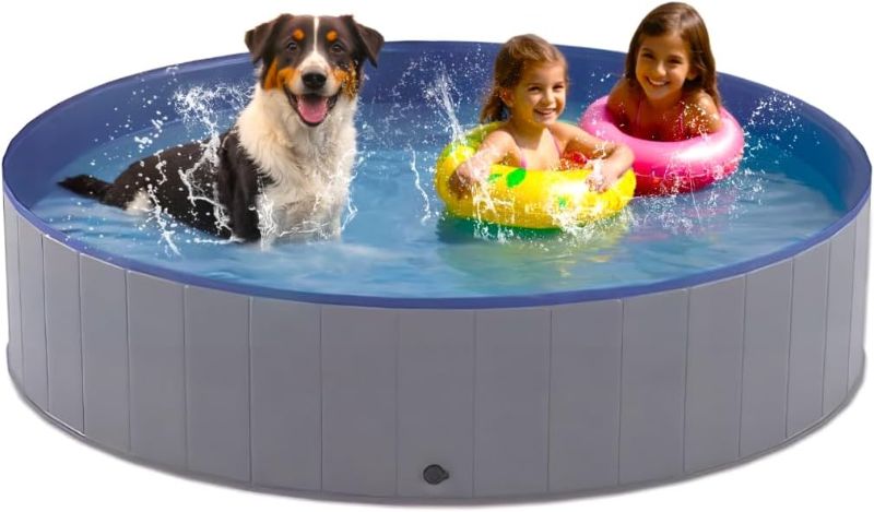 Photo 1 of 
Large Dog Pool, Dog Bathtub Collapsible Hard PVC Material Pet Swimming Pool, Portable Bath Tub for Pets Dogs, Pet Pool for Indoor and Outdoor 63 x 12inches