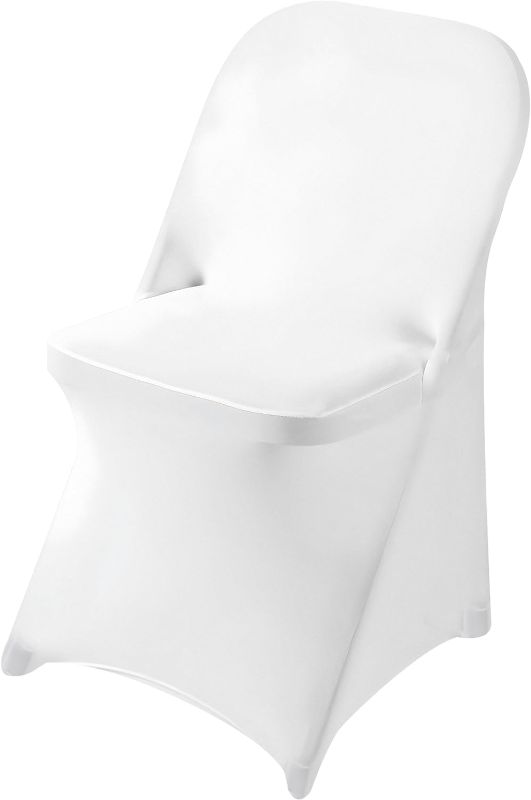 Photo 1 of 
48 Pack White Stretch Fitted Spandex Folding Chair Cover for Wedding Party Dining Banquet Event