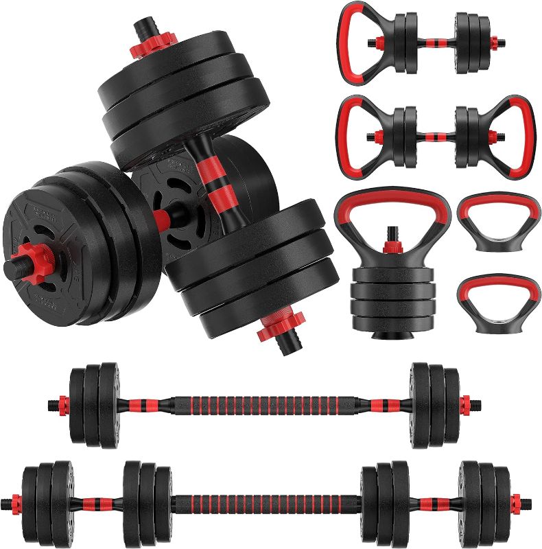 Photo 1 of **NONREFUNDABLE**FORPARTS OR REPAIR**SEE NOTES**
Signature Fitness Multi-Functional Portable Changeable Dumbbell and Barbell Kettlebell Set With Adjustable Weights, 20/32/50/60LBS, Multiple Sizes