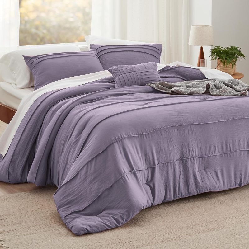 Photo 1 of **READ NOTES**
Bedsure Purple King Comforter Set - 4 Pieces Pinch Pleated Bed Set,  Includes 1