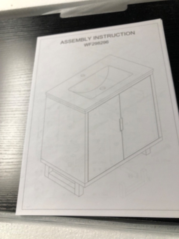 Photo 1 of Merax 30 Inches Bathroom Vanity Set, Combo Freestanding Stand Storage Cabinet and Square Resin Sink Top, Black Black 2 Cabinet