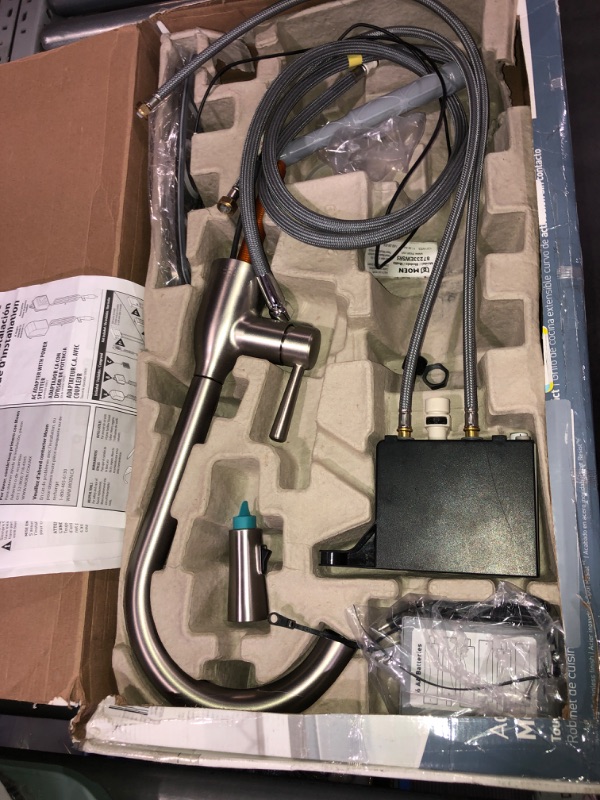 Photo 3 of ***USED - MISSING NUMEROUS PARTS - UNABLE TO VERIFY FUNCTIONALITY***
Moen Adler Spot Resist Stainless One-Handle High Arc Kitchen Sink Faucet with Power Clean, Kitchen Faucet with Pull Down Sprayer for Commercial, RV, or Bar, 87233SRS Spot Resist Stainles