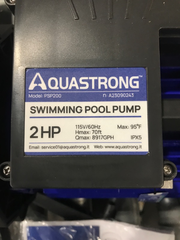 Photo 4 of (NON-REFUNDABLE) AQUASTRONG 2 HP In/Above Ground Pool Pump with Timer, 220V, 8917GPH, High Flow, Powerful Self Primming Swimming Pool Pumps with Filter Basket-A
