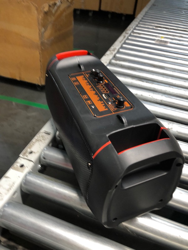 Photo 1 of Max Power Boombox - MPD421 Portable Boombox Stereo Speaker System - Multi LED Ring Lights - Wireless Bluetooth Speaker with Mic and Remote - Rechargeable Battery Perfect for Indoor and Outdoor.