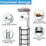 Photo 1 of Toilet Paper Holder Stand with Shelf, Free Standing Toilet Tissue Roll Storage Rack for Bathroom, Black
