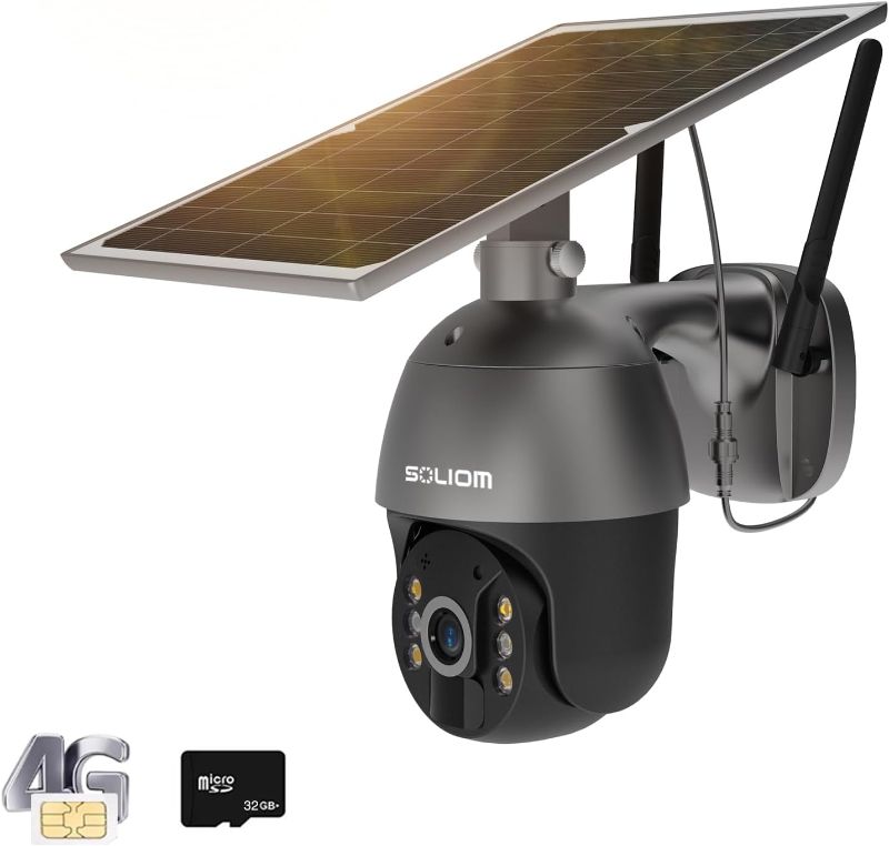 Photo 1 of ***USED - LIKELY MISSING PARTS - UNABLE TO VERIFY FUNCTIONALITY***
SOLIOM S600 3G/4G LTE Outdoor Solar Powered Cellular Security Camera Wireless,Pan Tilt 360°View Spotlight,1080p Night Vision,2 Way Talk,PIR Motion Sensor,No WiFi,US Version 4G-Grey