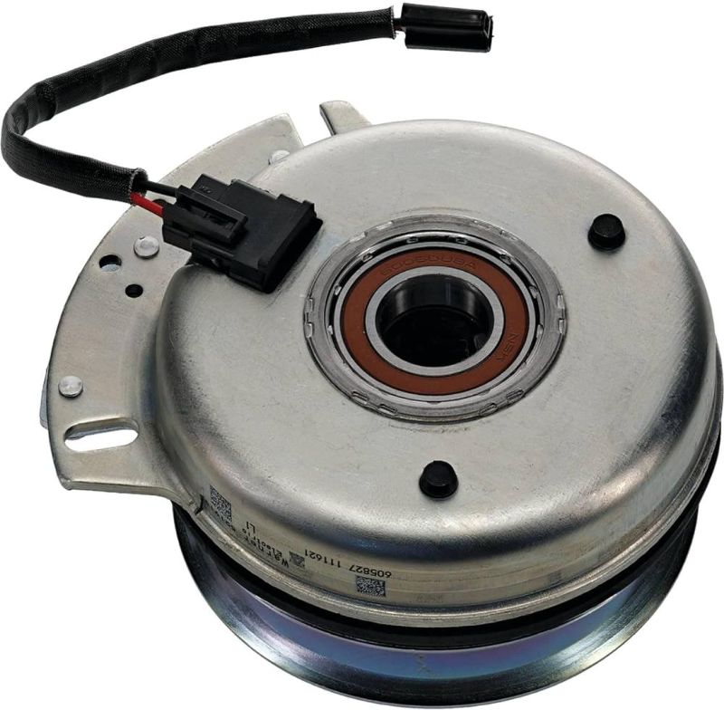 Photo 1 of Stens 255-976 PTO Clutch Compatible with/Replacement for Hustler 605827K, Warner 5219-193 Pigtail Included, Belt Width 1/2" or 5/8", Pulley Diameter 5 3/4" Lawn Mowers
