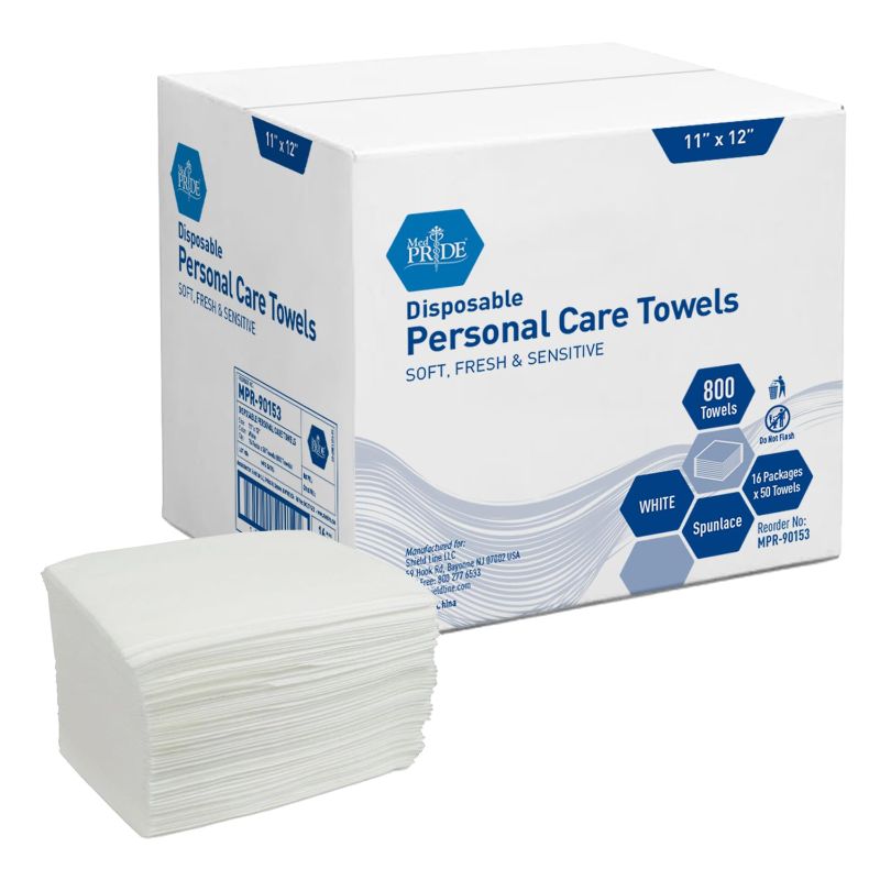 Photo 1 of Medpride Disposable Dry Washcloths| 800-count, 11” by 12” Quarter Fold| Soft & Absorbent| Ideal for Baby Wipes, Incontinence Care, Makeup Removing, Skincare/Cleansing, Personal Care & Surface Cleanin