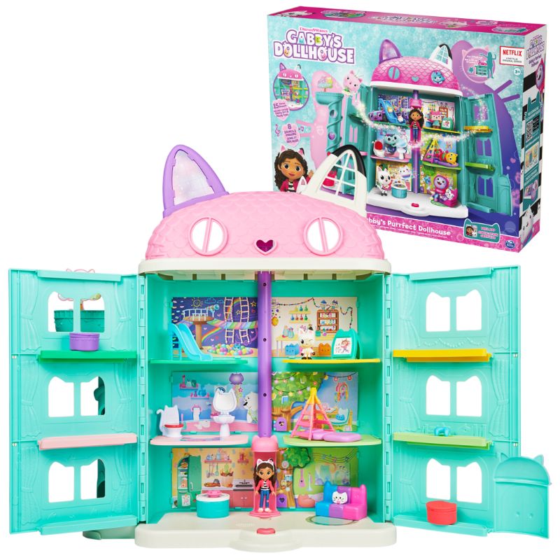 Photo 1 of Gabby's Dollhouse, Purrfect Dollhouse 2-Foot Tall Playset with Sounds, 15 Pieces
