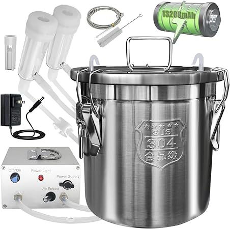 Photo 1 of 12L Goat Milking Machine, Rechargeable Battery Powered Speed Adjustable Pulsating Vacuum Pump, 304 Stainless Steel Milk Bucket with Auto Stop Check Valve Goat Milker Machine (Pro Model)