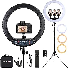 Photo 1 of 21 inch LED Ring Light with Tripod Stand, Video Ring Light for Selfie Photography Vlog Recording Conference Meeting Studio Portrait YouTube TikTok Makeup with Carrying Bag and Remote Control, CRI>97`