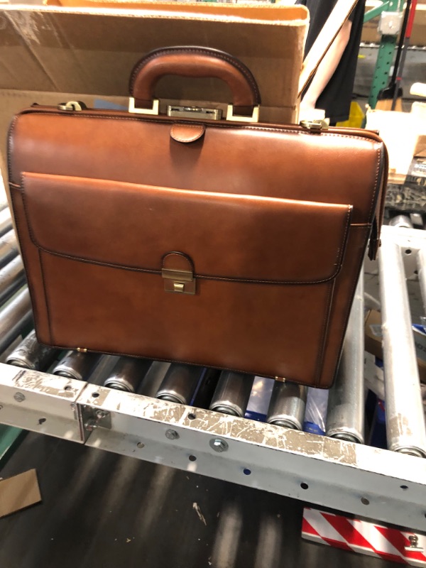 Photo 2 of (see images for damage) Banuce Vintage Leather Briefcase for Men with Lock 15.6 Inch Laptop Lawyer Work Bag Attorney Doctor Bag