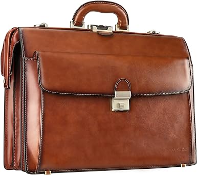 Photo 1 of (see images for damage) Banuce Vintage Leather Briefcase for Men with Lock 15.6 Inch Laptop Lawyer Work Bag Attorney Doctor Bag