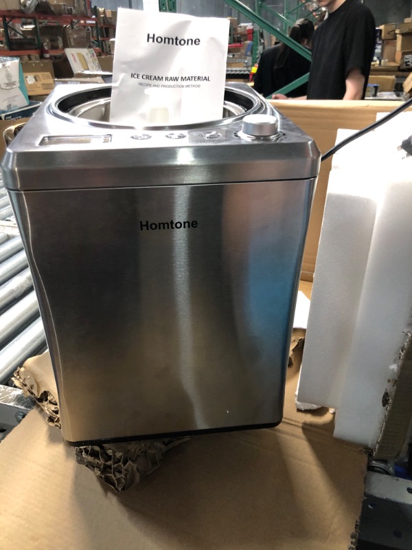 Photo 3 of **NON-REFUNDABLE, PARTS ONLY** ** Homtone Ice Cream Maker 2.64 Quart for Making Soft Ice Cream,Gelato,Sorbet within 60 min,Keep Cooling for 2H,No pre-Freezing Automatic Ice Cream Machine with Built-in Compressor for Homemade Healthy Ice Cream DS-1132