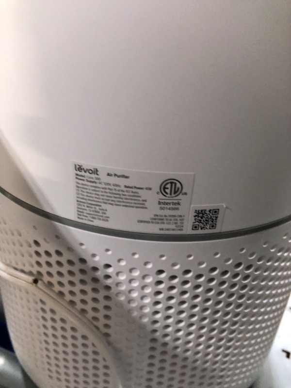 Photo 5 of [NONREFUNDABLE, FOR PARTS/ READ NOTES]
LEVOIT Air Purifier for Home Allergies Pets Hair in Bedroom, H13 True HEPA Filter, 24db Filtration System Cleaner Odor Eliminators, Ozone Free, Remove 99.97% Dust Smoke Mold Pollen, Core 300, White Cream White