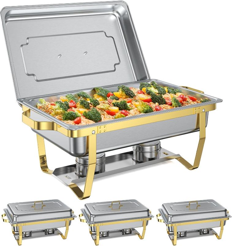 Photo 1 of ***USED - LIKELY MISSING PARTS - UNABLE TO VERIFY FUNCITONALITY***
Chafing Dishes for Buffet 2 pack, 8QT [Elegant Gold and Silver Colors] Stainless Steel Chafing Dish Buffet Set [Sturdy and High Grade] Chafers and Buffet Warmers Sets for Any Party with Co