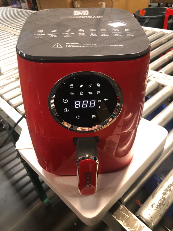 Photo 4 of [NEW LANUCH] KOOC Large Air Fryer, 4.5-Quart Electric Hot Oven Cooker, Free Cheat Sheet for Quick Reference Guide, LED Touch Digital Screen, 8 in 1, Customized Temp/Time, Nonstick Basket, Red 4.5 Quart Red-4.5QT