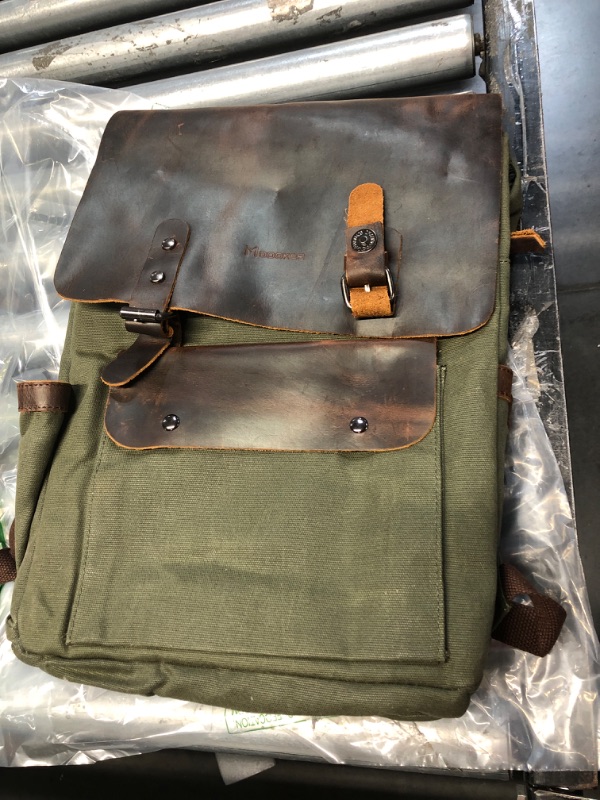 Photo 1 of 
Roll over image to zoom in
Visit the Modoker Store
Modoker Waxed Canvas Backpack, Leather Rucksack Knapsack for Men Woman Vintage Travel Laptop Backpack 15.6 Inch Satchel Backpack, Retro Flap Backpacks Canvas Casual Daypack, Green