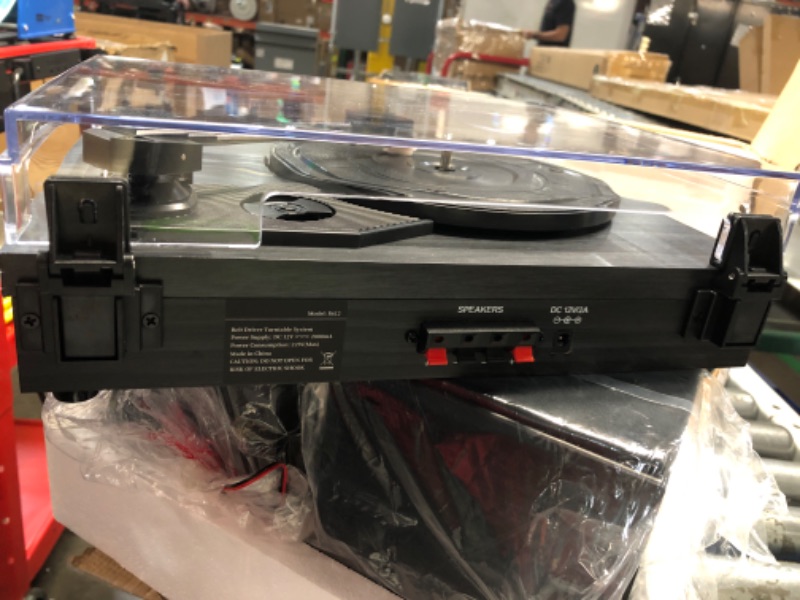 Photo 1 of Record Player with Dual Stereo Speakers, Vinyl Record Player with 3 Speed Support Wireless Connection RCA Output Aux in USB Vintage Design Turntable Black Black - Come with 2 Speakers