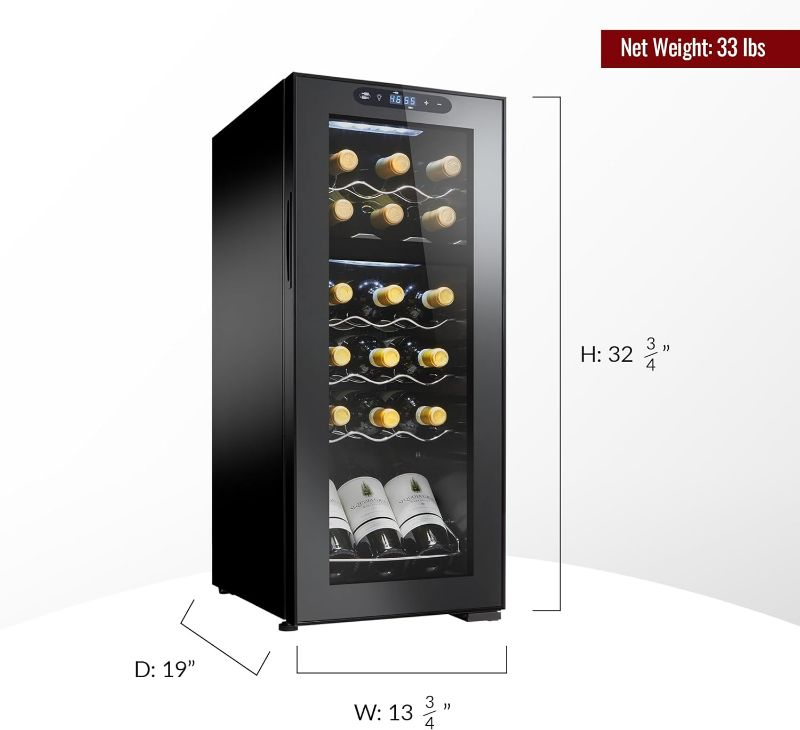 Photo 4 of (READ FULL POST) Wine Enthusiast 18 Bottle Dual Zone MAX Compressor Wine Cooler - Freestanding Refrigerator with Split Storage & Temperature, Digital Touchscreen, & LED Display Black 18 Bottle Dual-Zone