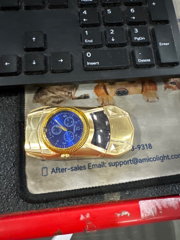 Photo 1 of **READ NOTES**Butane Torch Lighter - Creative Lighter with Watch, Windproof Solar Beam Torch, Refillable Adjustable Jet Flame Cool Lighters for Men Gift (Not Included Butane Gas) (Gold)